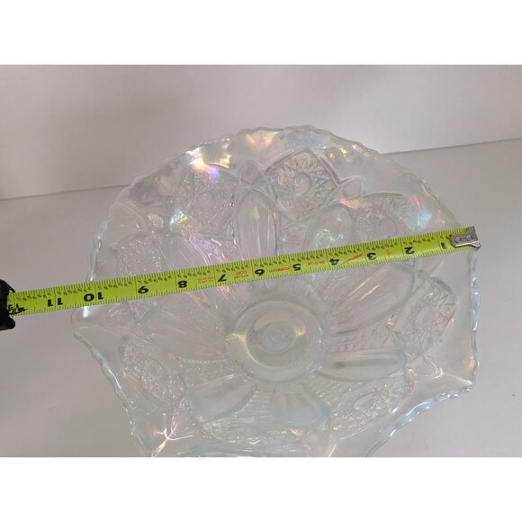 Vintage LE Smith Iridescent Glass Bowl With Scalloped Edge Moon Stars - Picture 8 of 9